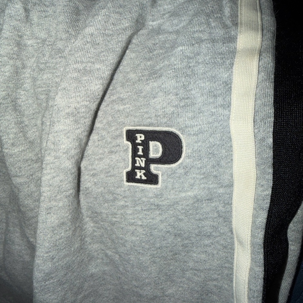 VS PINK Grey Sweatpants with Contrast Stripes